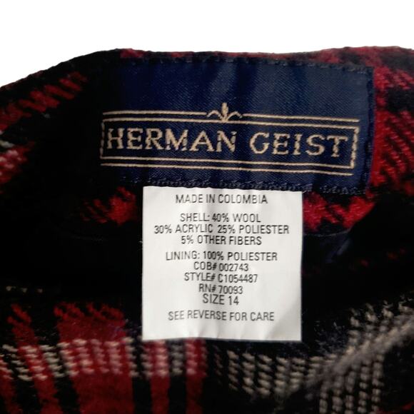 Vintage Herman Geist Red Plaid Wool Blend Mini Skirt Size 14 - Picture 5 of 5